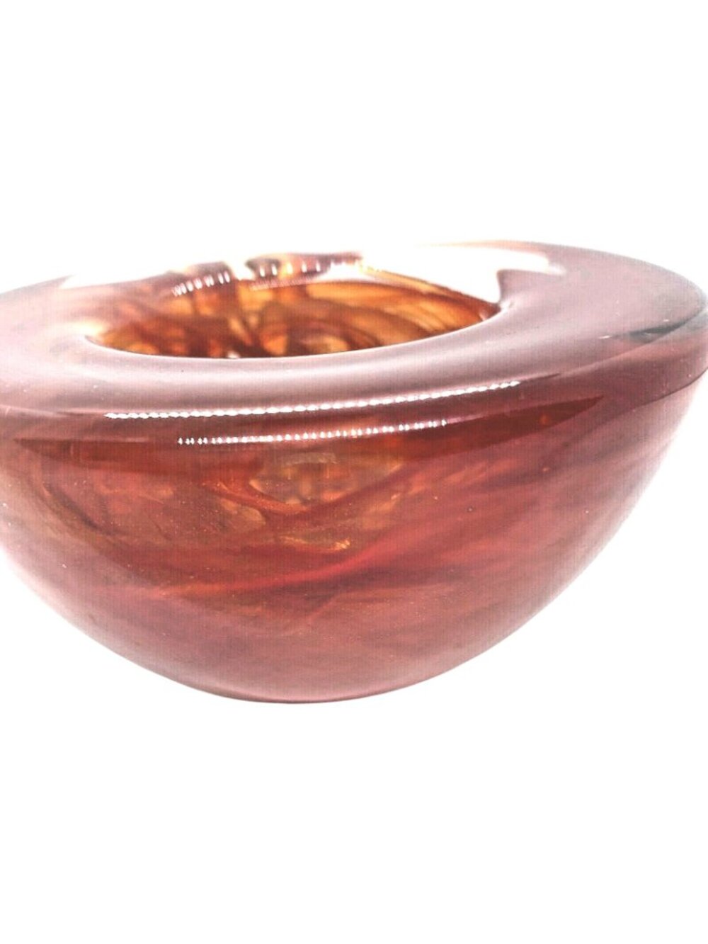 Kosta Boda Atoll Bowl Paperweight Anna Ehrner Red Swirl Art Glass Sweden - Picture 6 of 12